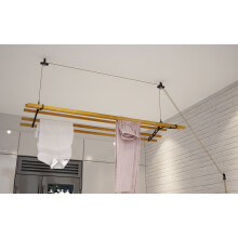 (7 Lath Black, 2.4m) Pulley Clothes Airer Ceiling Maid Victorian Laundry Rack Maiden Kitchen Dryer 4,6,7 Laths with & without laths