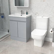 Nes Home 600mm Matte Grey Basin Vanity Unit & Close Coupled Toilet