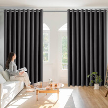 (66" width x 72" drop, Dark Grey) Luxury Insulated Heavy Thermal Blackout Eyelet Curtains Ring Top Ready Made Pair Window Panel Free Tieback 2PC Curtain For Living Room Bedroom