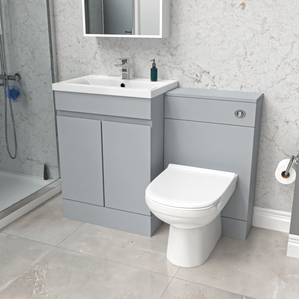 Nes Home Matte Freestanding 600Mm Vanity Unit, Wc Unit & Btw Toilet Grey