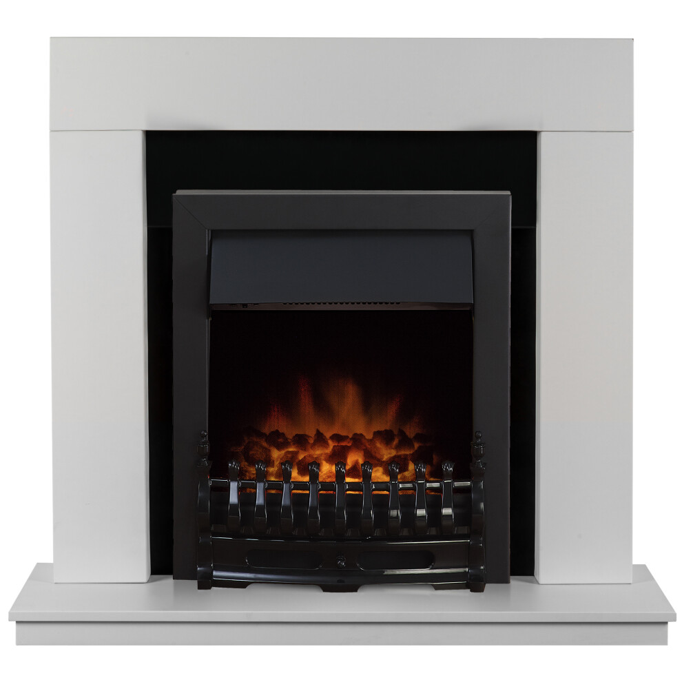 Adam Malmo Fireplace in White & Black with Blenheim Electric Fire in Black, 39 Inch