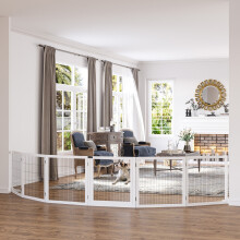 PawHut Freestanding Pet Dog Gate 6 Panel Foldable Wooden Playpen 432cm Long