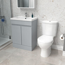 Nes Home 600mm Matte Grey Basin Vanity & Close Coupled Toilet