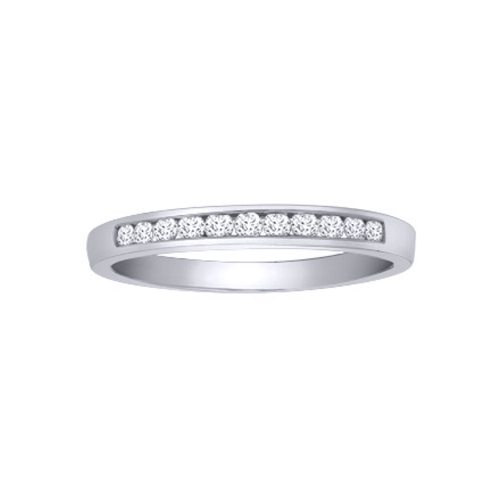 (S) Jewelco London Solid Platinum Channel Set Round G SI1 0.25ct Diamond Dainty Band Eternity Ring 2.5mm - PTR009-025