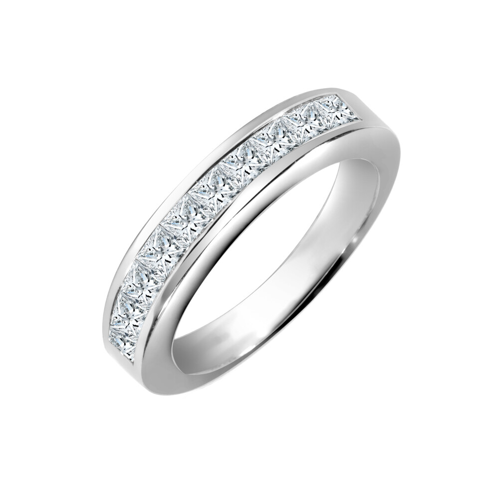 (O) Jewelco London Solid Platinum Channel Set Princess G VS 0.75ct Diamond Dainty Band Eternity Ring - PTR010-075