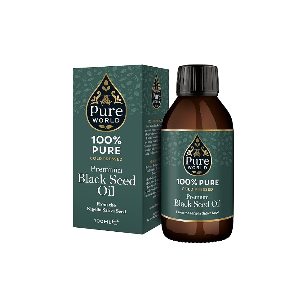 Pure World Seed Oil 100Ml High Strength Thymoquinone Cold & Freshly Pressed 100% Pure Virgin Nigella Sativa. Glass Bottle Kalonji Non-Gmo Black