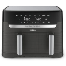 (8.3L - Grey) Tefal Easy Fry Dual Zone Digital Air Fryer, 2 Drawers, 8.3L, 8in1, Air Fry, Extra Crisp, Roast, Bake, Reheat, Dehydrate, 6 Portions, Non-...