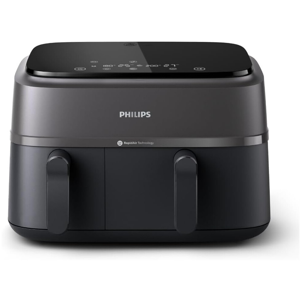 Philips (9L, With Breakfast Set) Dual Basket Airfryer 3000 Series, 9L, 2 Drawer Air Fryer, With Breakfast Kit, Rapid Air Technology, Versatile Large A