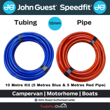 John Guest 5m RED & 5m BLUE 12mm Campervan Camper Motorhome Water Pipe 10m Kit