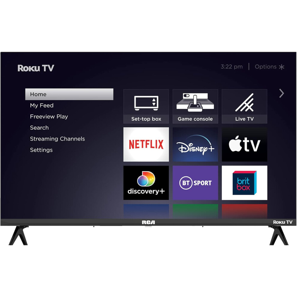 (32" Roku Tv, Roku Tv) Rca Roku Tv 32" Smart Tv, Rk32hn1 32 Inch Hd Tv With Apple Tv+ Bbc Netflix Freeview, Dvb-T2/T Dolby Audio Hdmi Usb, Ideal Telev 5697225716653