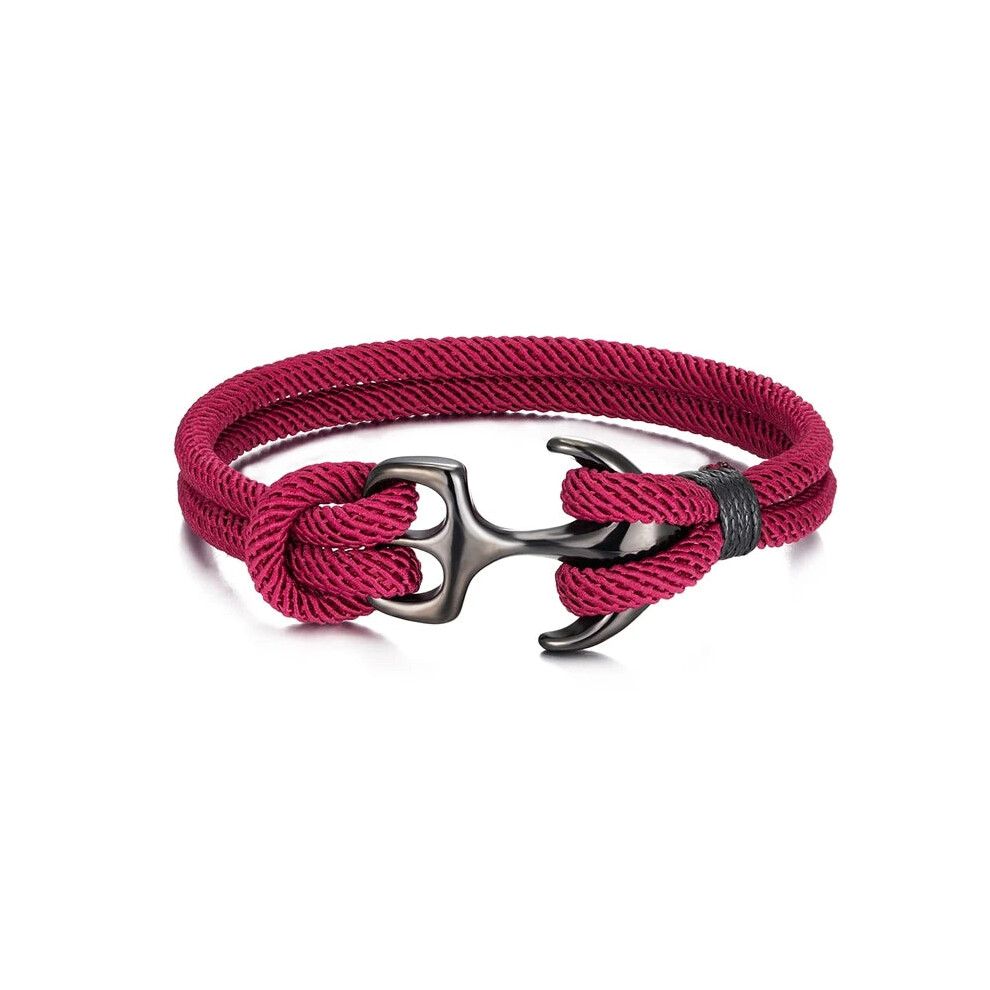 (23cm, Wine red) Unisex Anchor Bracelets Nautical Survival Rope Paracord Bracelet-image-OPC-PGNWSGR-NEW