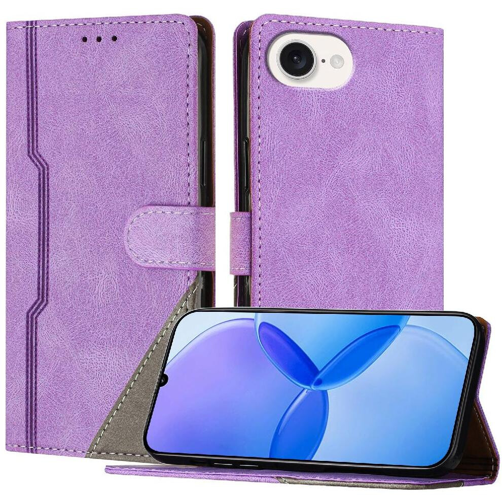 (Purple) Case For Iphone 16E Pu Leather Handy Stand Magnetic Closure Card Slots Cover Wallet Purple 764544149853