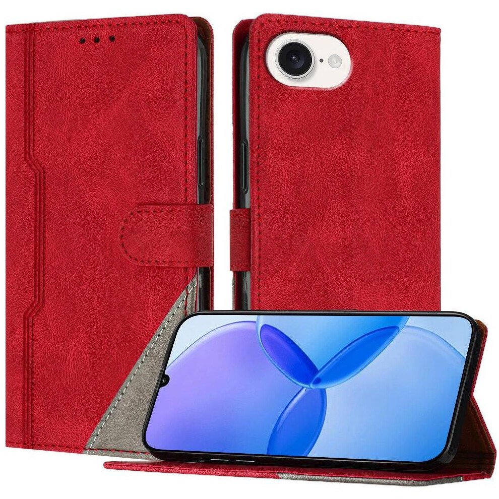 (Red) Case For Iphone 16E Pu Leather Handy Stand Magnetic Closure Card Slots Cover Wallet Red 764544149846