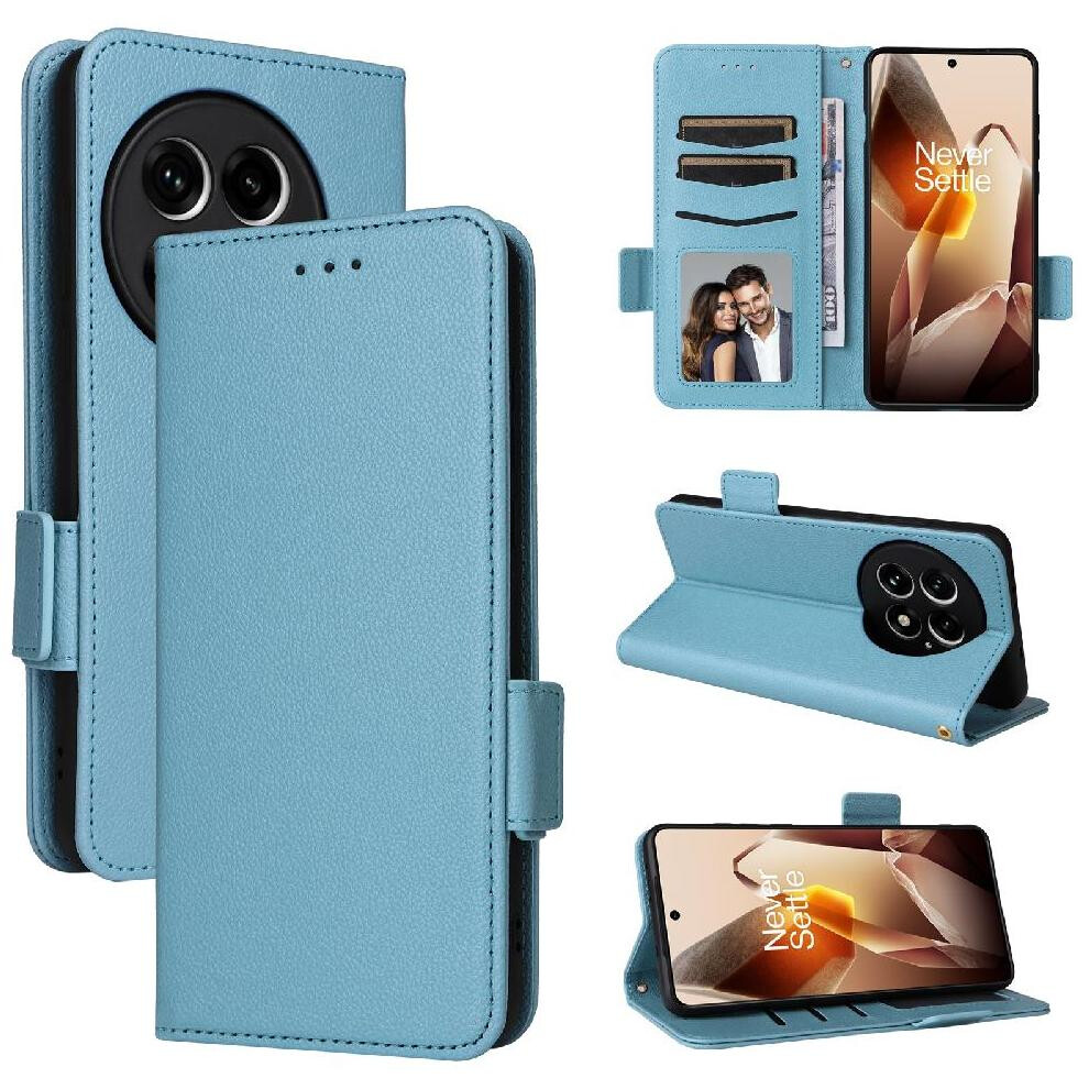 Photos - Case  Flip  for Oneplus 13 5g Wallet Side Buckle Magnetic Pu Leather Card Slots Holder(Light blue)