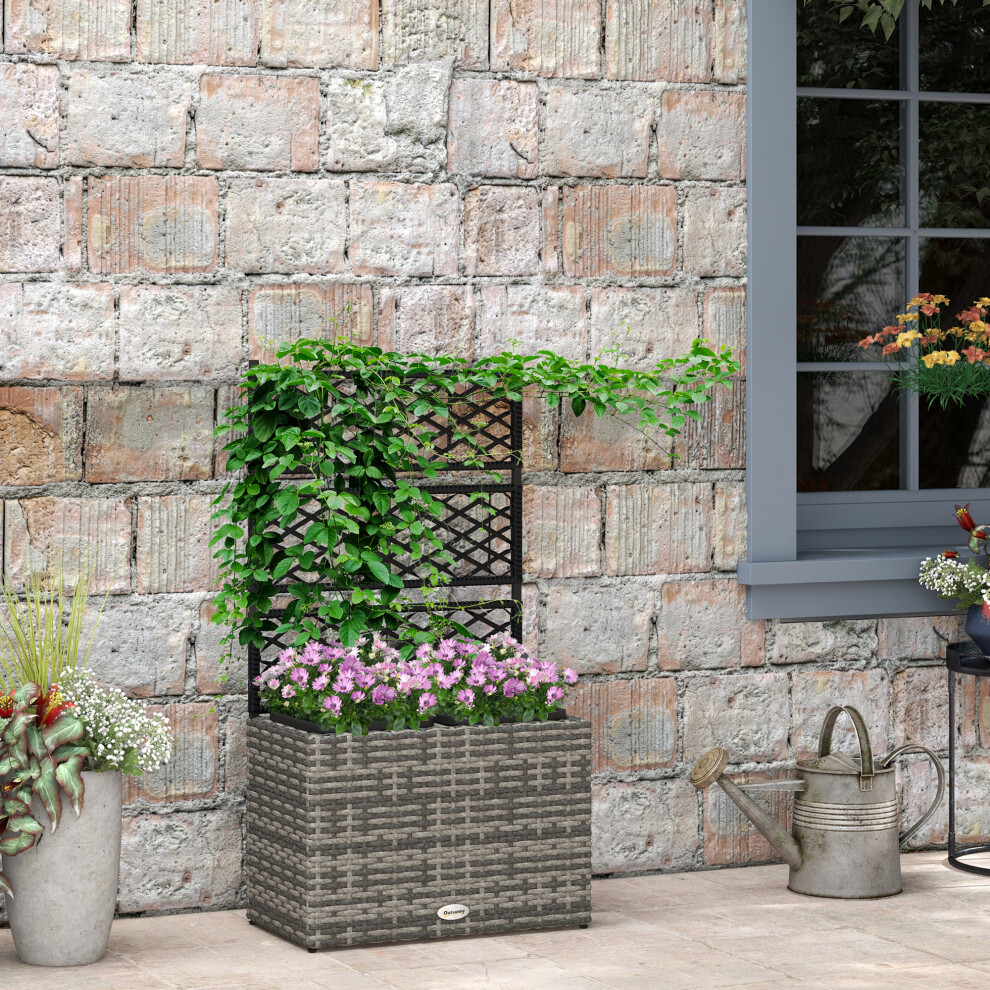 Rattan Planter Box with Trellis Raised Garden Bed Climbing Frame 107cm - Image 5