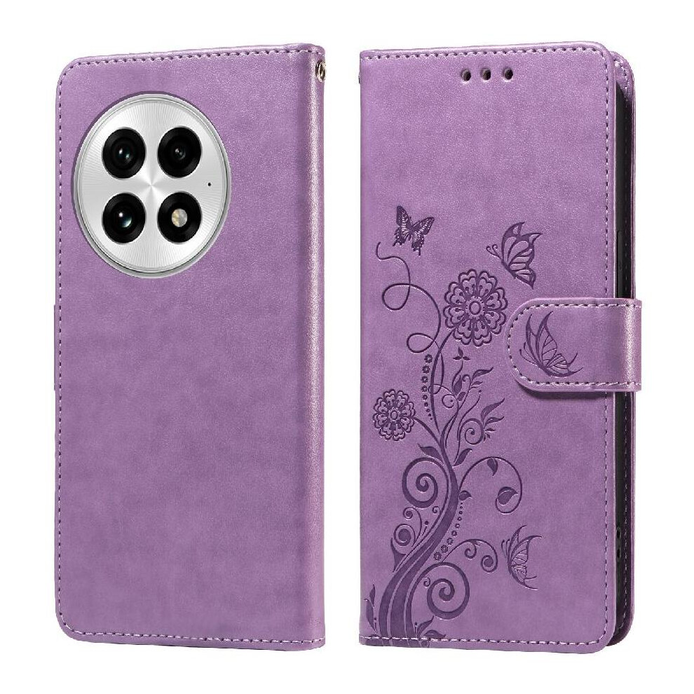 (Purple) Flip Case For Oneplus 13 Flip Leather Flower Cardslots Purple 764544150842