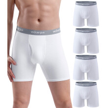 Boxer da uomo in cotone, bianchi, senza etichetta, anti-sfregamento, comodi, a gamba corta, confezione da 4, taglia piccola