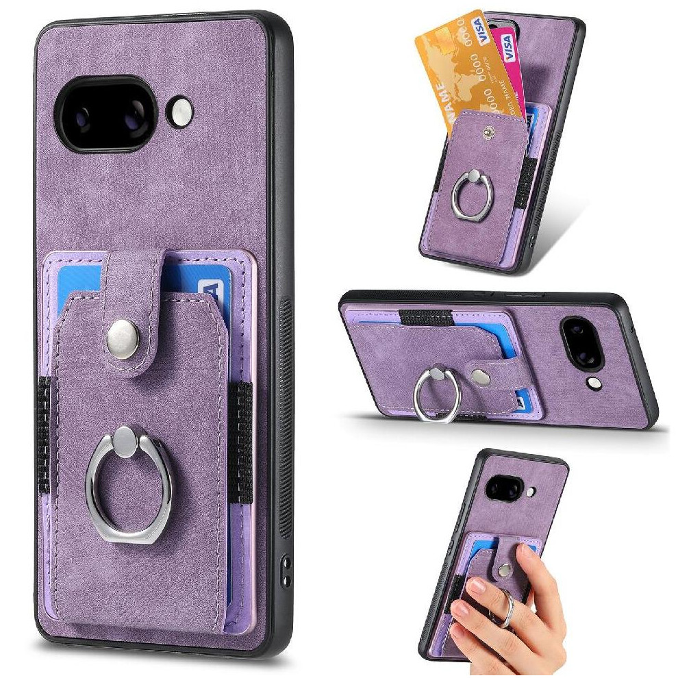 (Purple) Case For Google Pixel 9A Crad Slot Magnetic Car Mount Ring Holder Stand Purple 764544151641