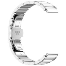 Universal 18MM Watch Strap Ceramic Strap Triple Bead Strap for 18MM Watch Band (Silver White)