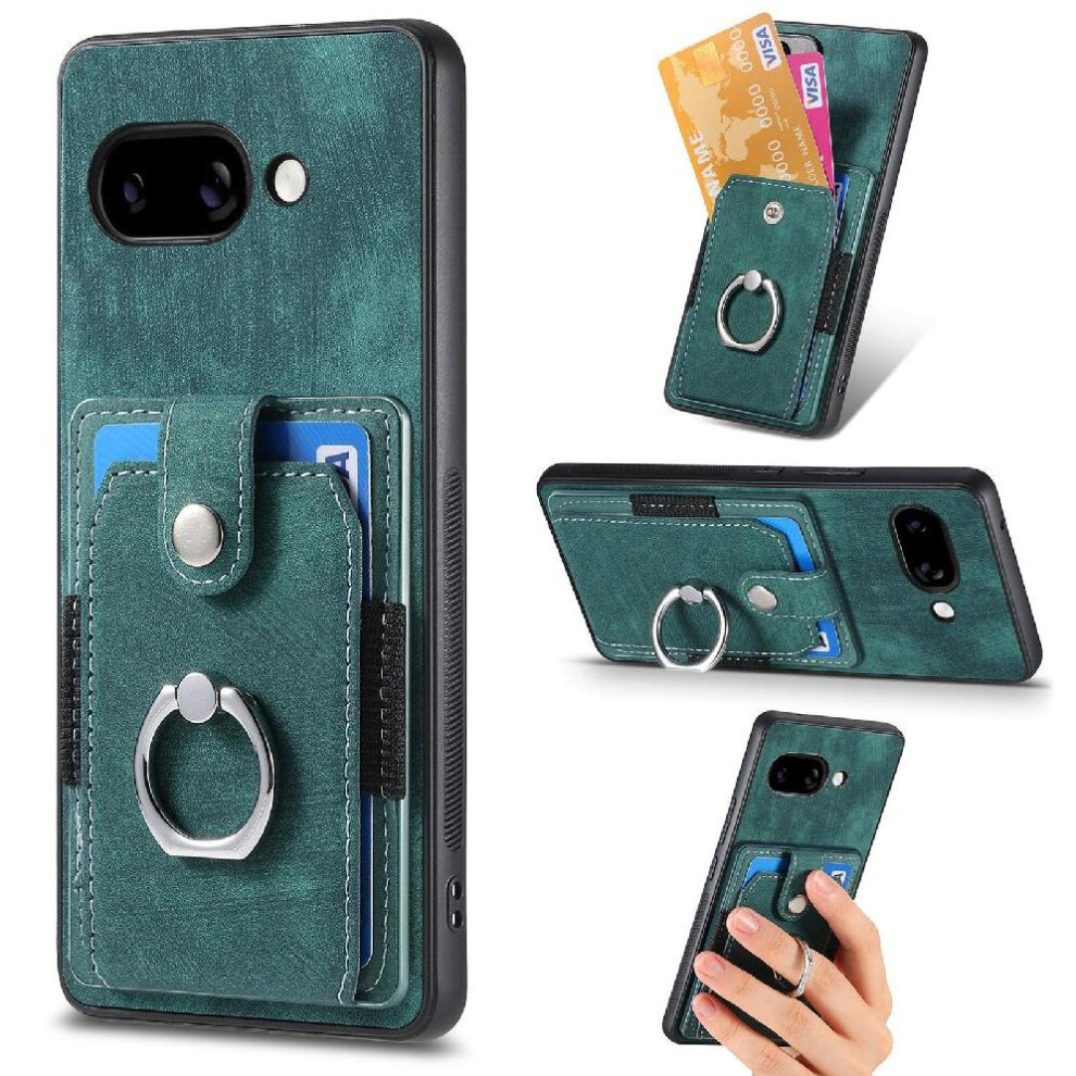 (Green) Case For Google Pixel 9A Crad Slot Magnetic Car Mount Ring Holder Stand Green 764544151634