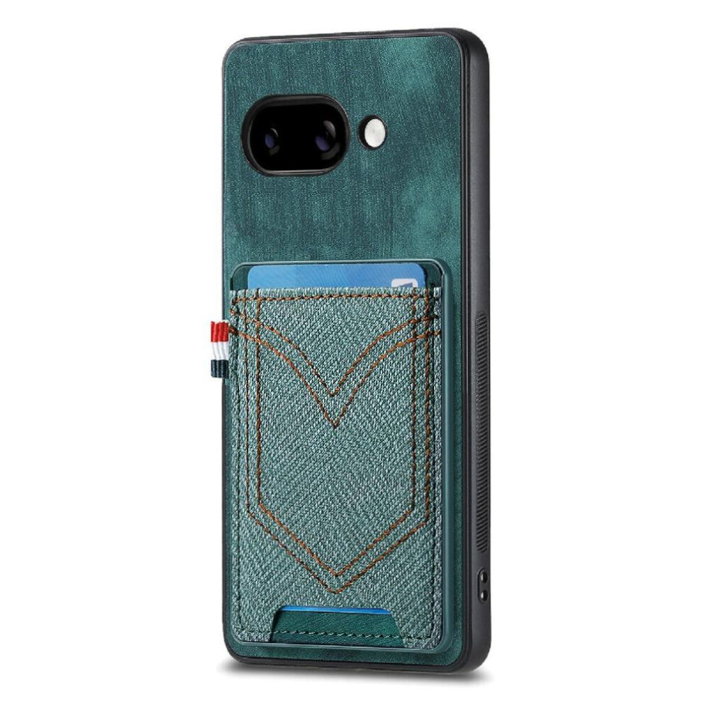 (Green) Case For Google Pixel 9A Jeans Pocket Design Crad Slot Magnetic Car Mount Green 764544151801
