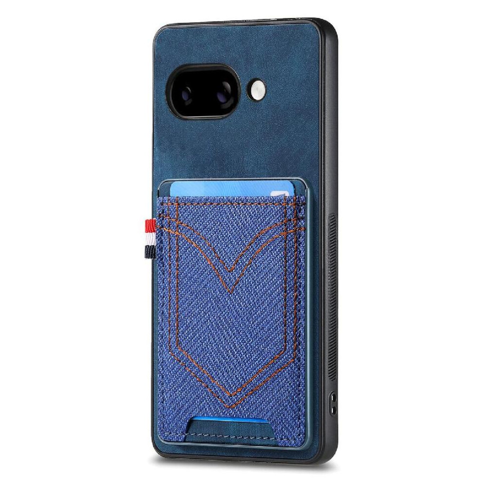 (Blue) Case For Google Pixel 9A Jeans Pocket Design Crad Slot Magnetic Car Mount Blue 764544151788