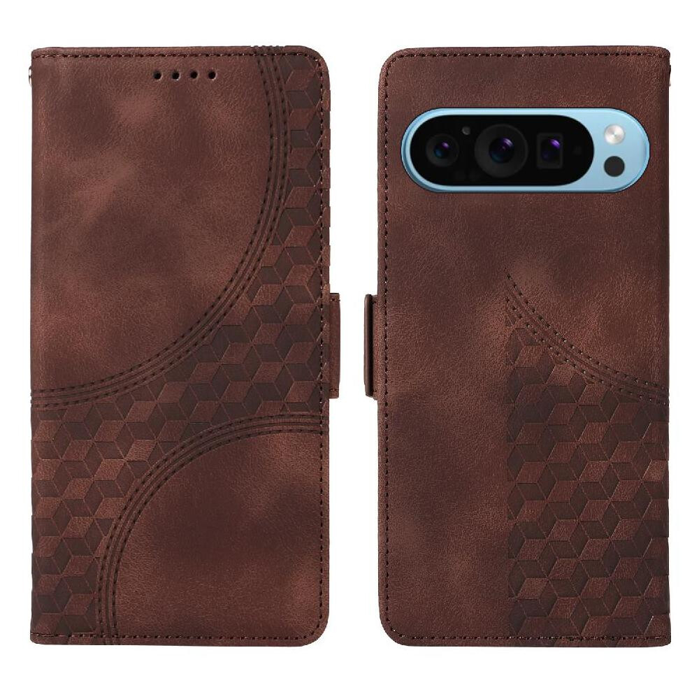 Photos - Case   for Google Pixel 9 Pro Protective Cover Card Slot Holders Quilted Pattern Leather(Brown)