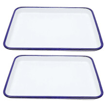 (As show, One size) 2Pcs Rectangular Enamel Baking Pan Pie Baking Pan Food Baking Pan Kitchen Multi-functional Baking Pan