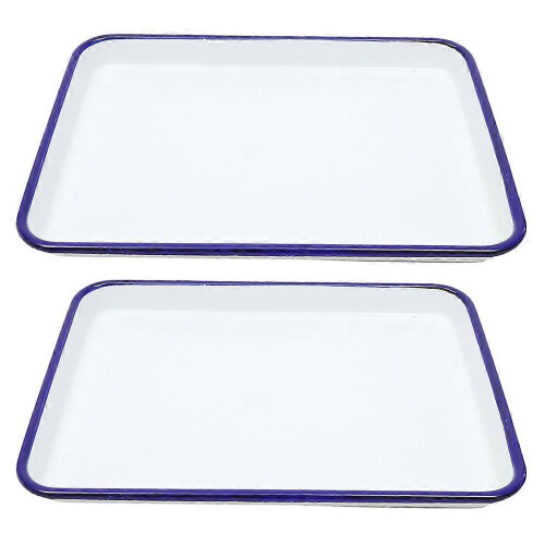 (As show, One size) 2Pcs Rectangular Enamel Baking Pan Pie Baking Pan Food Baking Pan Kitchen Multi-functional Baking Pan