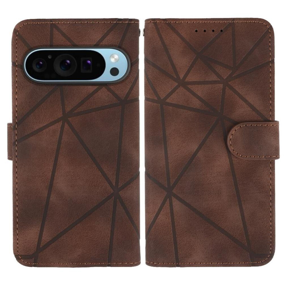 (Brown) Flip Case For Google Pixel 9 Unisex Stand Flip Card Slot Brown 764544155625