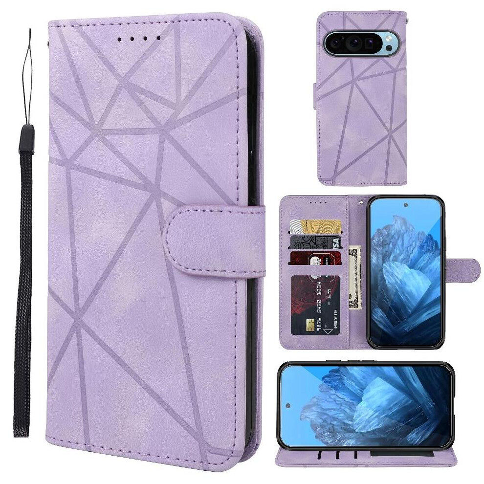 (Purple) Flip Case For Google Pixel 9 Unisex Stand Flip Card Slot Purple 764544155618