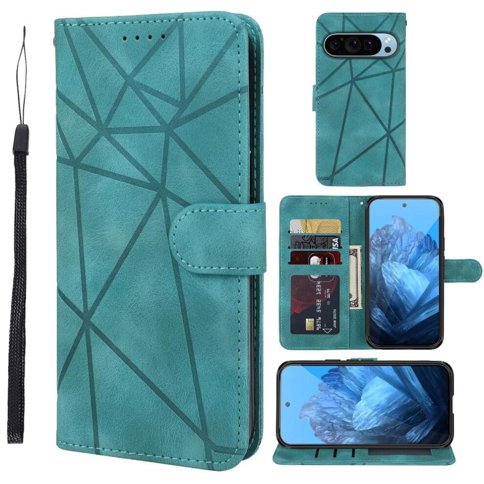 (Green) Flip Case For Google Pixel 9 Unisex Stand Flip Card Slot Green 764544155601