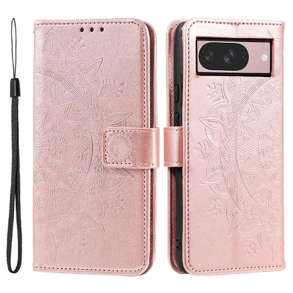 (Pink) Flip Case For Google Pixel 9/9 Pro Kickstand Totem Embossing Wallet Case Pu Leather Pink 764544157247