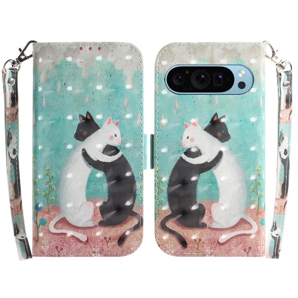 (C9 ) 3D Painted Protective Case For Google Pixel 9 Card Slots Pu Leather Lanyard Magnetic Closure Wallet 764544159173