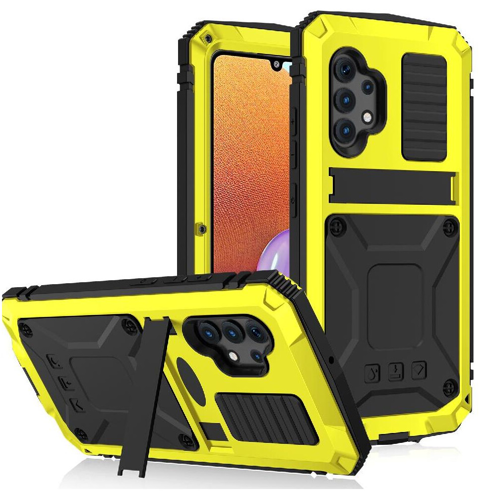 Photos - Case Metal for Samsung Galaxy A32 4g Glass Screen Protector Shockproofheavy Withkickstand 360 Full Body Protective(Yellow)