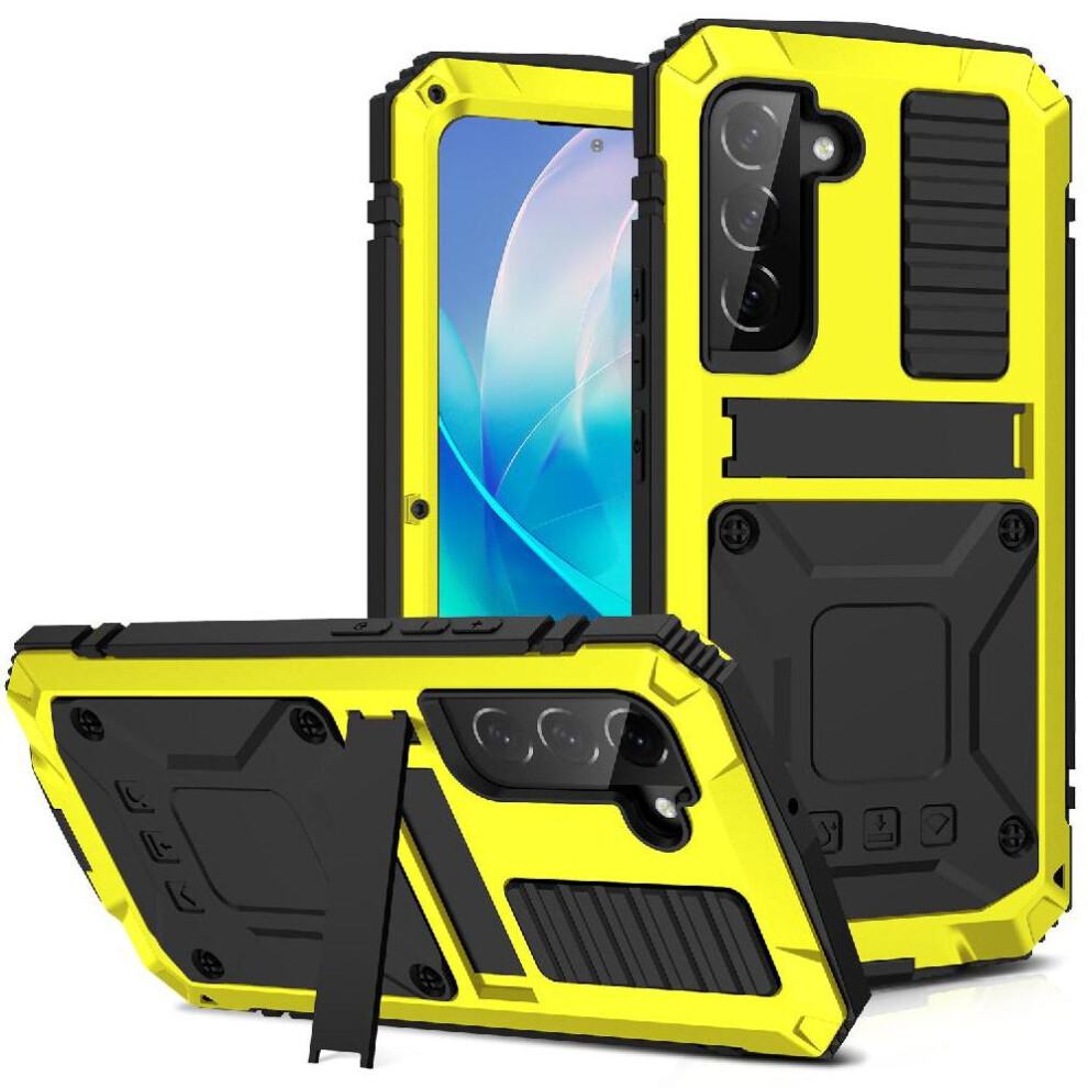 Photos - Case  Metal  for Samsung Galaxy S23 Shockproofheavy Withkickstand Glass Screen Protector 360 Full Body Protective Cov(Yellow)