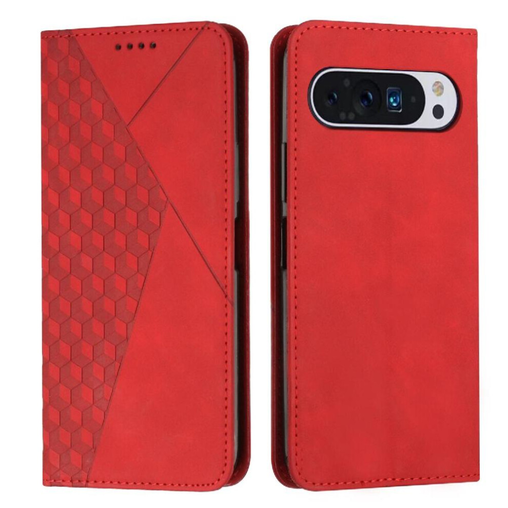 (Red) Flip Case For Google Pixel 9 Wallet Card Insertion Pu Leather Kickstand Red 764544161886