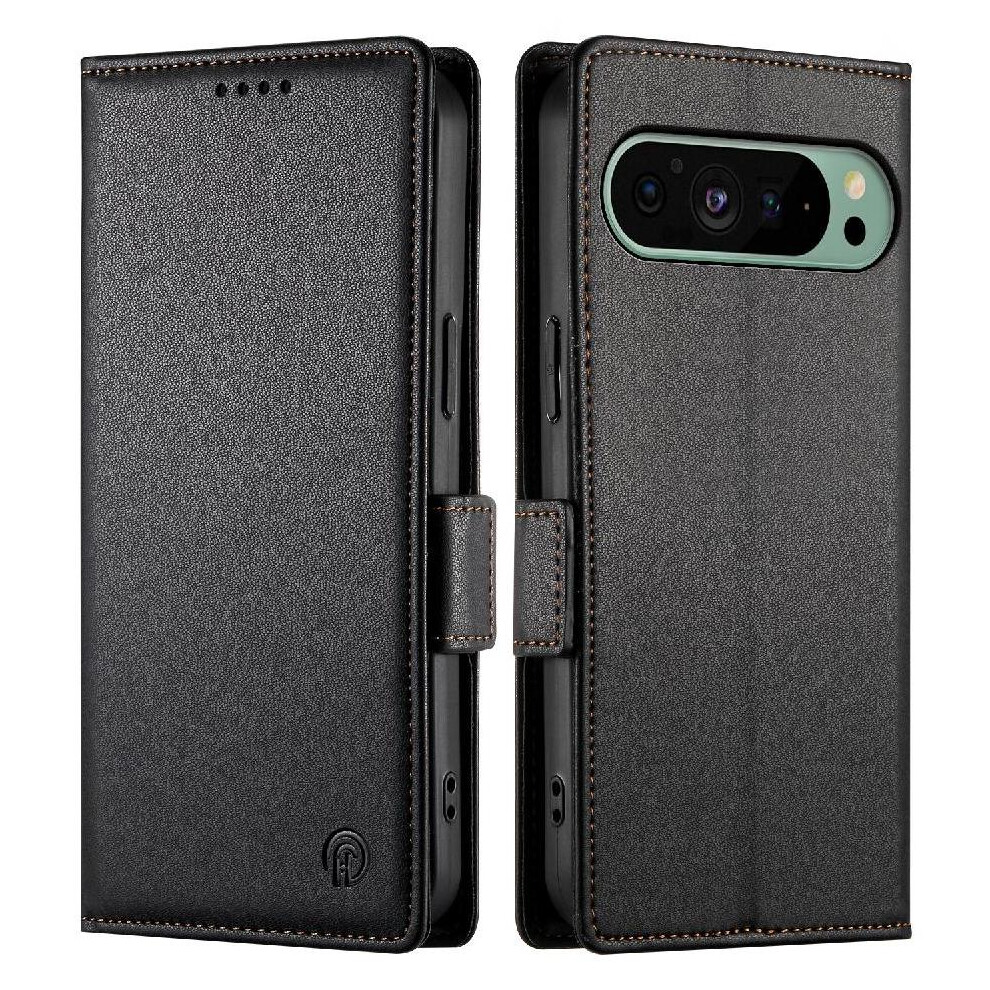 (Black) Flip Case For Google Pixel 9 Daily Use Wallet Flip Business Card Slots Black 764544162746