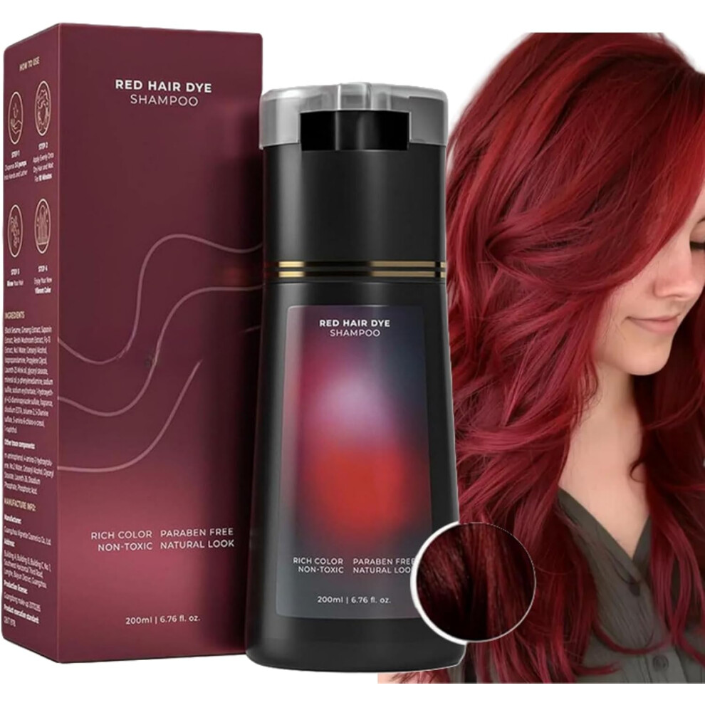 Gogerstar Red (Red) Hair Dye Shampoo,Hair Dye Shampoo,Instant Hair Dyes Shampoo,Hair Colour Shampoo Care,3 In 1 Instant Hairs Dye Shampoos
