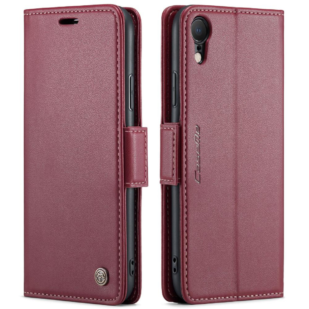 (Red) Caseme Case For Iphone Xr Anti Fraud Card Slot Kickstand Wallet Case Shockproof Case Red 764762654320