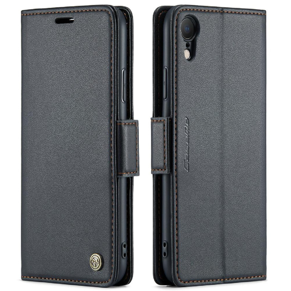 (Black) Caseme Case For Iphone Xr Anti Fraud Card Slot Kickstand Wallet Case Shockproof Case Black 764762654313