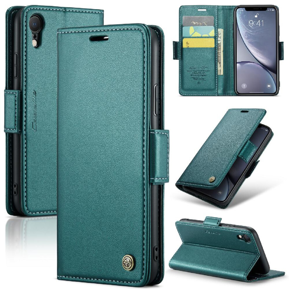 (Green) Caseme Case For Iphone Xr Anti Fraud Card Slot Kickstand Wallet Case Shockproof Case Green 764762654283