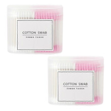 (As show, One size) 2 Packs/600pcs Makeup Cotton Buds Multipurpose Double-head Swabs Cleaning Tool Disposable Cotton Swabs for Home Travel (Pink + White)