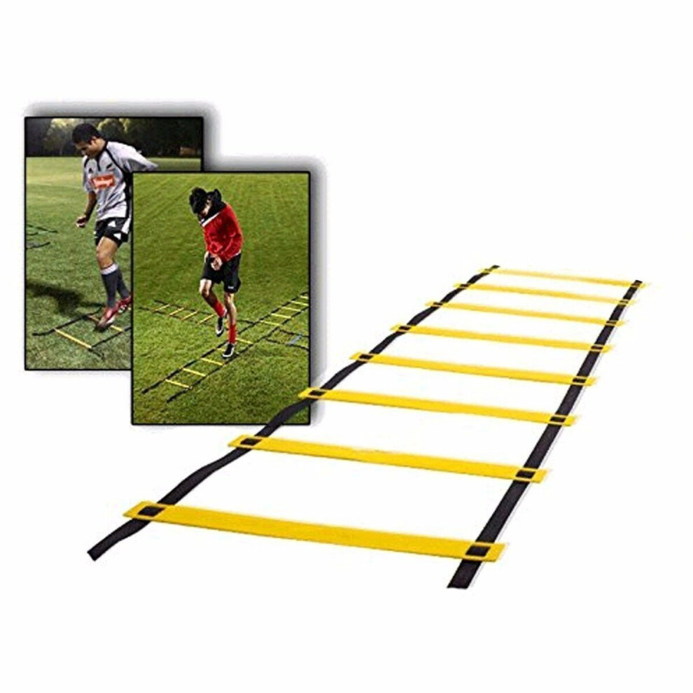 (Yellow) 4m 8-Rung Training Ladder Soccer Basketball Speed Training Ladder Outdoor Indoor Sports Training Equipment