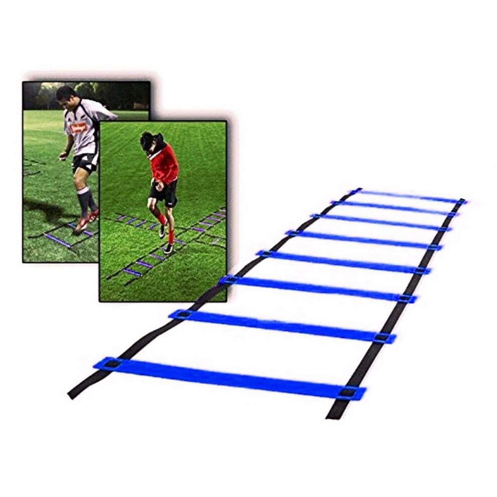 (Blue) 4m 8-Rung Training Ladder Soccer Basketball Speed Training Ladder Outdoor Indoor Sports Training Equipment