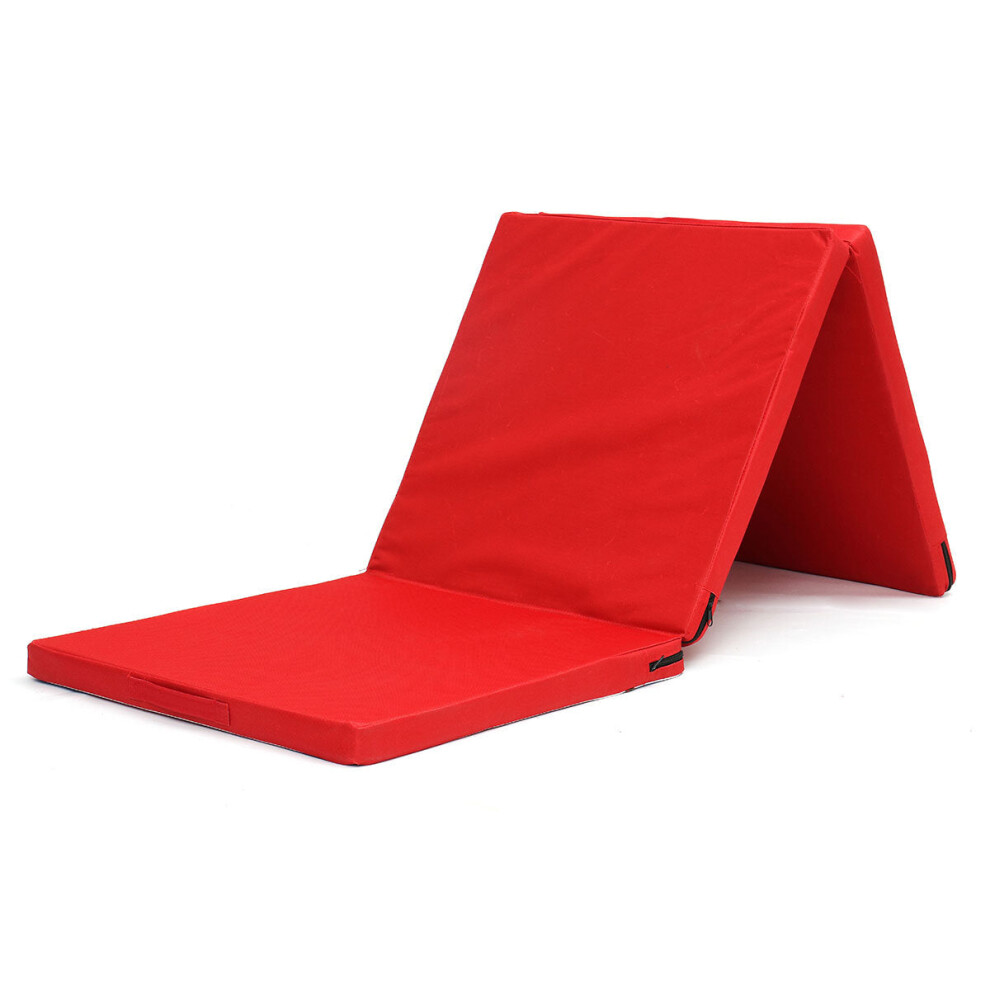 (Red) 70.86x23.62x1.96inch 3 Folding Gymnastics Mat Fitness Exercise Gym Airtrack Panel Tumbling Climbing Pilates Pad Air Track
