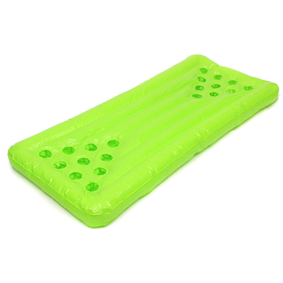 (Green) PVC Inflatable Beer Pong Table 22 Cup Holes Water Floating For Pool Party Drinking Game