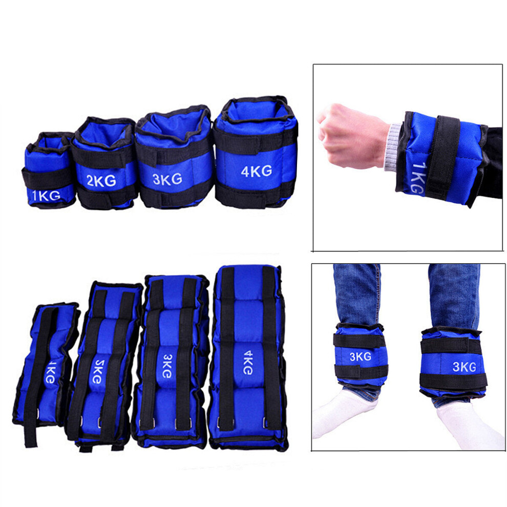 (Type 4 / 4 kg:    37*15cm?2 Bandages) 2PCS 1-4KG Weight-bearing Leggings Sandbag Home Gym Muscle Training Rehabilitation Training Sand Bag