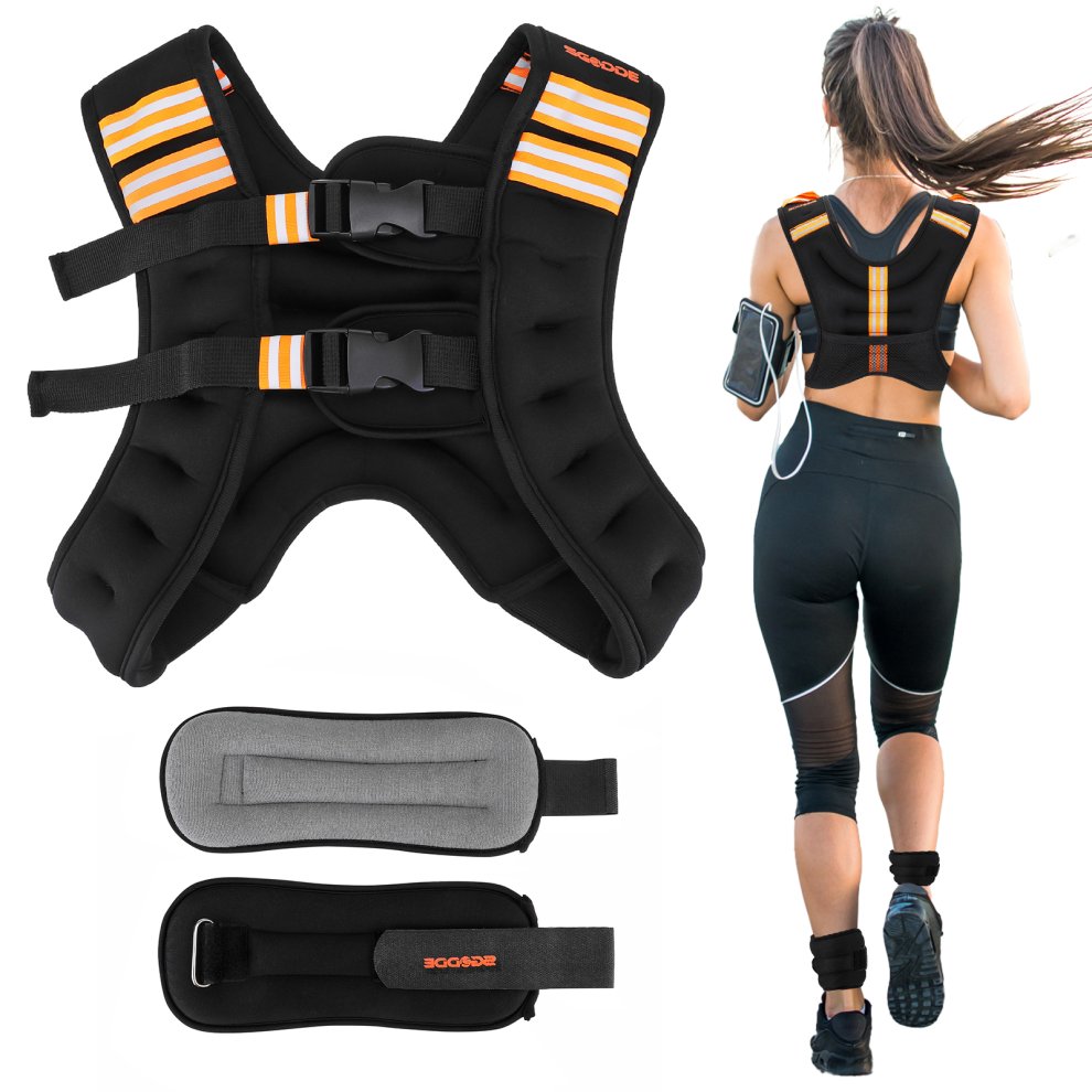 (10lb) Weighted Vest with Reflective Strips Adjustable Weight Vest for Men and Women Strength Training Running Cycling