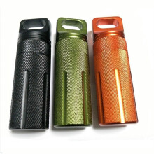 (Green) Outdoor Strong CNC Waterproof Emergency First Aid Kits Safety Survival Pill Bottle Aluminium Camping EDC Tank Box for Cigarettes